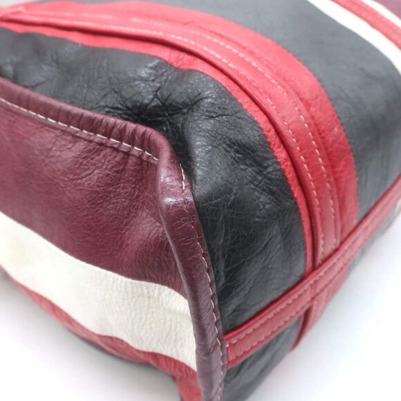 Balenciaga Bazar S Shopper Tote Red/Multi Striped Leather Crossbody Bag - Picture 11 of 15